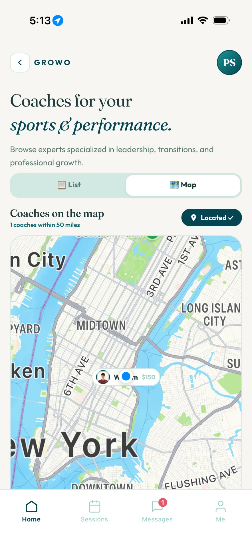 Map view of nearby Growo coaches